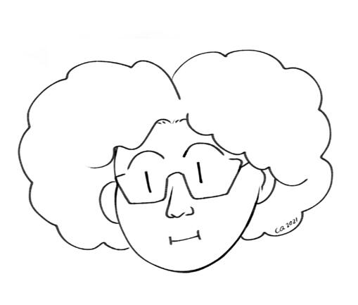 Cartoon icon of a Black woman with glasses